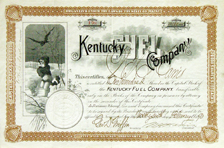 «Kentucky Fuel Co. stock certificate»
